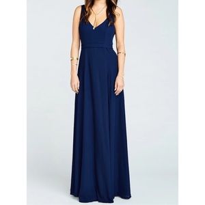 Show Me Your MuMu Jen Maxi Dress Rich Navy Crisp, Size Small (MBM6-489 RN46)